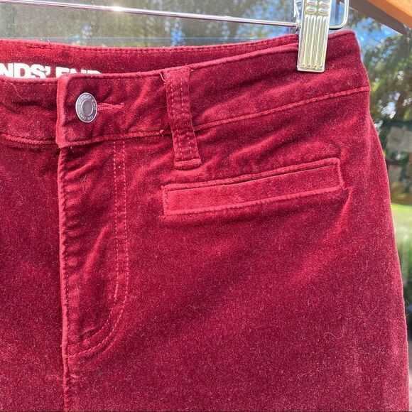 Lands End Mid Rise Slim Velvet Jeans Burgundy 6 - Picture 3 of 5